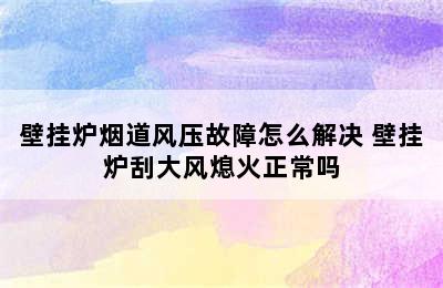 壁挂炉烟道风压故障怎么解决 壁挂炉刮大风熄火正常吗